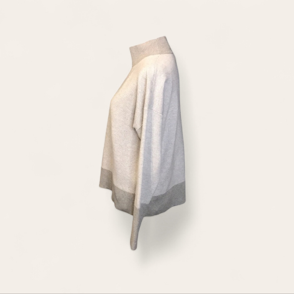 Rachel Zoe Two-Tone Light Gray & Heather Gray Turtleneck Sweater - Picture 3 of 7
